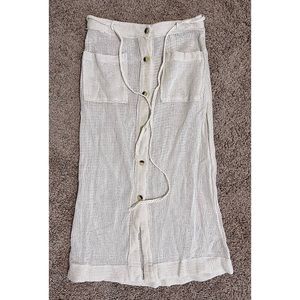 Free People White Croechet Midi Skirt